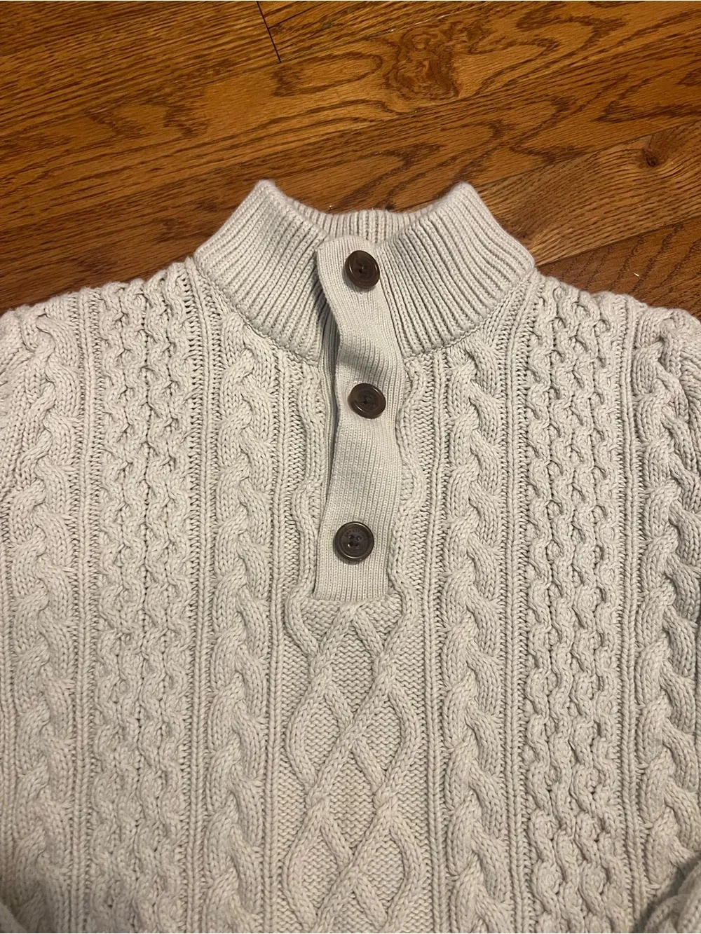 Gap Kids Cable-Knit Mockneck Sweater,Sz 12 (XL) Beige Button-Up Pullover Sweater
